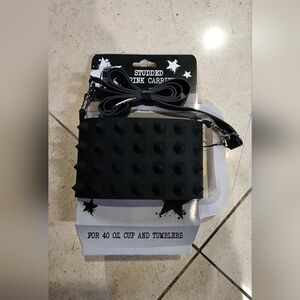 Black Silicone Studded 40oz Tumbler Cup Drink Carrier Death Metal Goth Culture